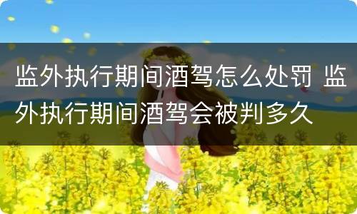 监外执行期间酒驾怎么处罚 监外执行期间酒驾会被判多久