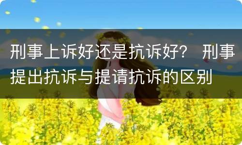 刑事上诉好还是抗诉好？ 刑事提出抗诉与提请抗诉的区别