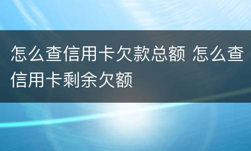 怎么查信用卡欠款总额 怎么查信用卡剩余欠额