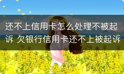 还不上信用卡怎么处理不被起诉 欠银行信用卡还不上被起诉了怎么办