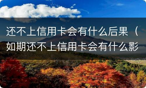 还不上信用卡会有什么后果（如期还不上信用卡会有什么影响）
