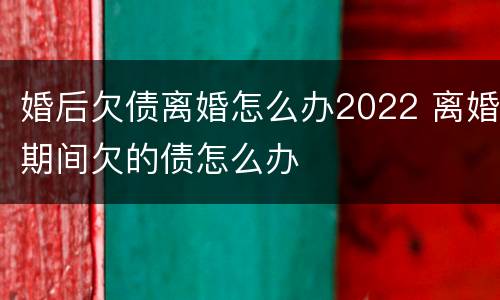 婚后欠债离婚怎么办2022 离婚期间欠的债怎么办