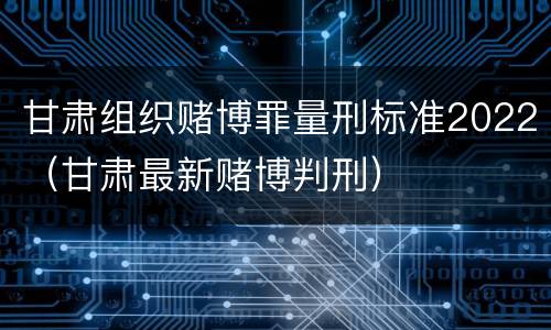 甘肃组织赌博罪量刑标准2022（甘肃最新赌博判刑）