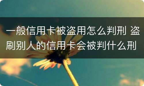 一般信用卡被盗用怎么判刑 盗刷别人的信用卡会被判什么刑?