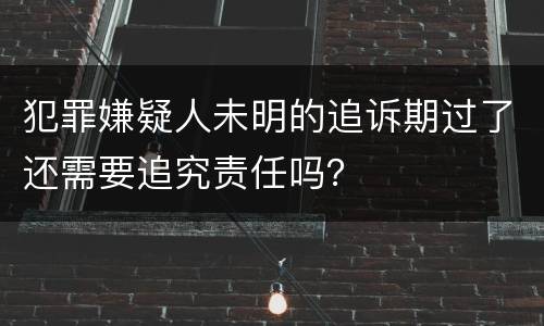 犯罪嫌疑人未明的追诉期过了还需要追究责任吗？