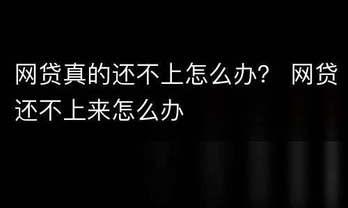 网贷真的还不上怎么办？ 网贷还不上来怎么办