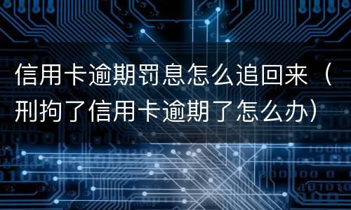 信用卡逾期罚息怎么追回来（刑拘了信用卡逾期了怎么办）