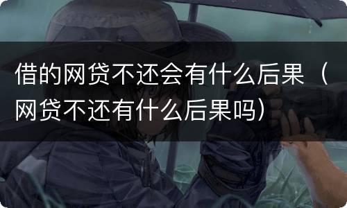 借的网贷不还会有什么后果（网贷不还有什么后果吗）