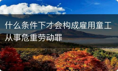什么条件下才会构成雇用童工从事危重劳动罪