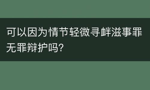 可以因为情节轻微寻衅滋事罪无罪辩护吗？