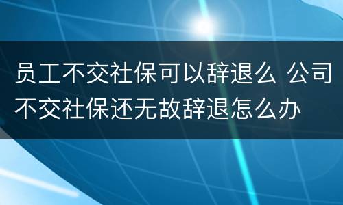 员工不交社保可以辞退么 公司不交社保还无故辞退怎么办