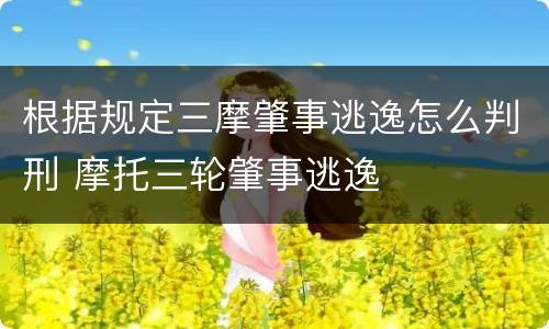 根据规定三摩肇事逃逸怎么判刑 摩托三轮肇事逃逸
