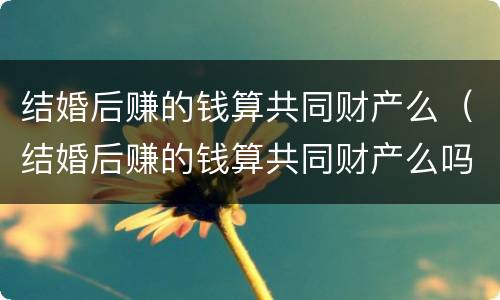 结婚后赚的钱算共同财产么（结婚后赚的钱算共同财产么吗）