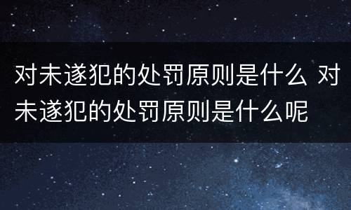 对未遂犯的处罚原则是什么 对未遂犯的处罚原则是什么呢