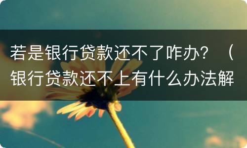若是银行贷款还不了咋办？（银行贷款还不上有什么办法解决）