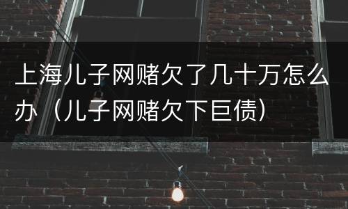 上海儿子网赌欠了几十万怎么办（儿子网赌欠下巨债）