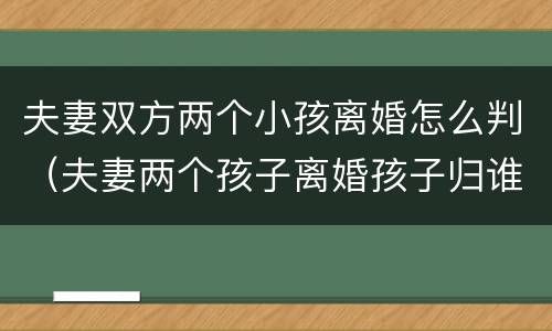夫妻双方两个小孩离婚怎么判（夫妻两个孩子离婚孩子归谁）