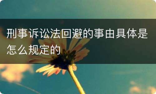刑事诉讼法回避的事由具体是怎么规定的