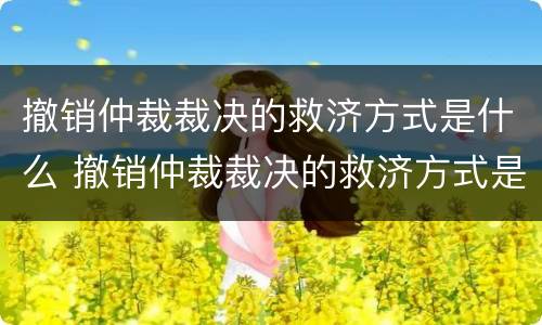 撤销仲裁裁决的救济方式是什么 撤销仲裁裁决的救济方式是什么意思