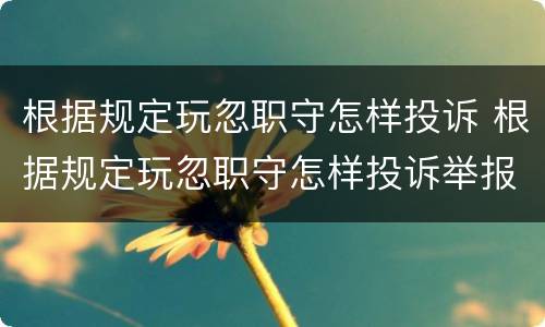 根据规定玩忽职守怎样投诉 根据规定玩忽职守怎样投诉举报
