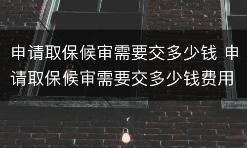 申请取保候审需要交多少钱 申请取保候审需要交多少钱费用