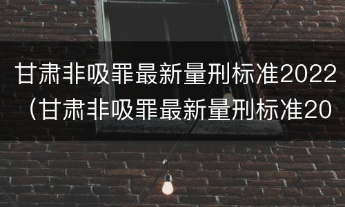 甘肃非吸罪最新量刑标准2022（甘肃非吸罪最新量刑标准2022案例）
