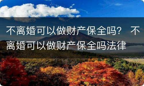 不离婚可以做财产保全吗？ 不离婚可以做财产保全吗法律