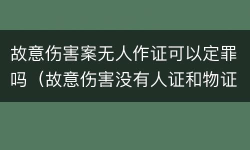 故意伤害案无人作证可以定罪吗（故意伤害没有人证和物证,怎么认定）