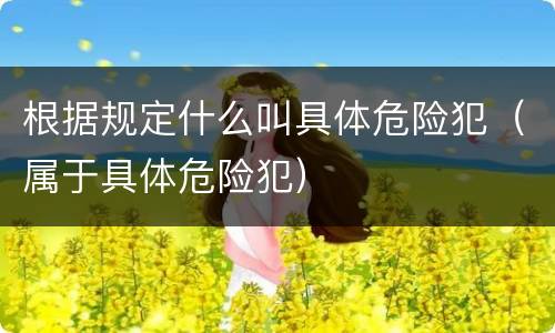 根据规定什么叫具体危险犯（属于具体危险犯）