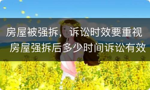 房屋被强拆，诉讼时效要重视 房屋强拆后多少时间诉讼有效?