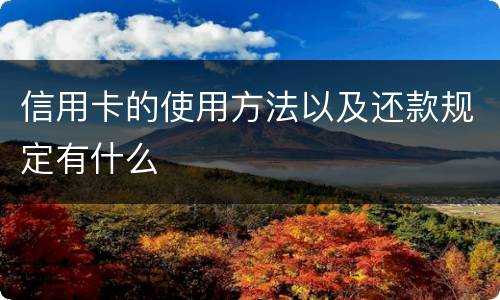 信用卡的使用方法以及还款规定有什么