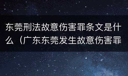 东莞刑法故意伤害罪条文是什么（广东东莞发生故意伤害罪）