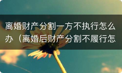 离婚财产分割一方不执行怎么办（离婚后财产分割不履行怎么办）