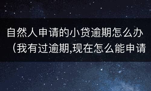 自然人申请的小贷逾期怎么办（我有过逾期,现在怎么能申请小额贷款）