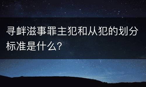 寻衅滋事罪主犯和从犯的划分标准是什么？