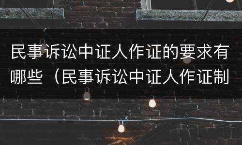 民事诉讼中证人作证的要求有哪些（民事诉讼中证人作证制度）