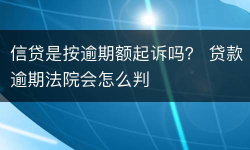 信贷是按逾期额起诉吗？ 贷款逾期法院会怎么判