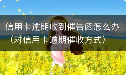 信用卡逾期收到催告函怎么办（对信用卡逾期催收方式）