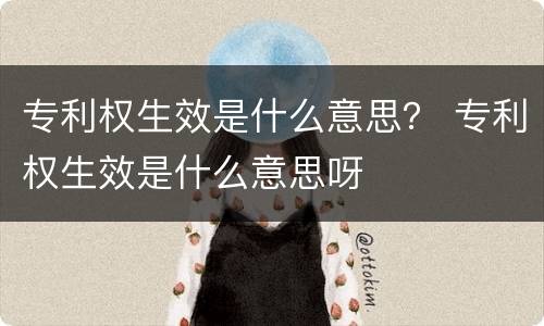 专利权生效是什么意思？ 专利权生效是什么意思呀