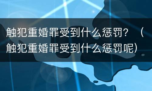 触犯重婚罪受到什么惩罚？（触犯重婚罪受到什么惩罚呢）