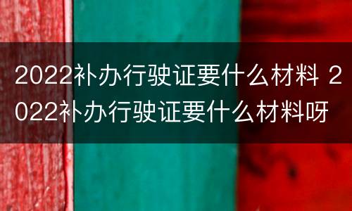 2022补办行驶证要什么材料 2022补办行驶证要什么材料呀