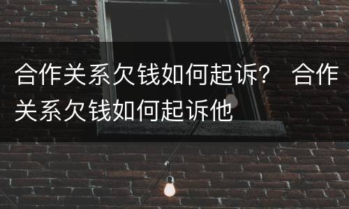 合作关系欠钱如何起诉？ 合作关系欠钱如何起诉他
