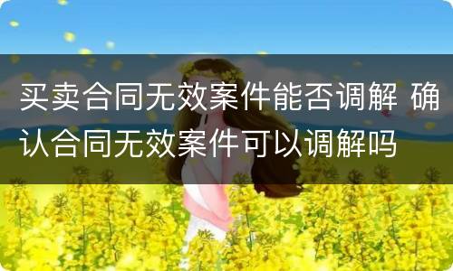 买卖合同无效案件能否调解 确认合同无效案件可以调解吗
