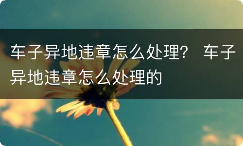 车子异地违章怎么处理？ 车子异地违章怎么处理的