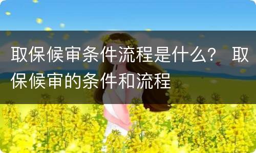 取保候审条件流程是什么？ 取保候审的条件和流程