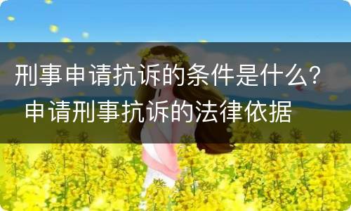 刑事申请抗诉的条件是什么？ 申请刑事抗诉的法律依据