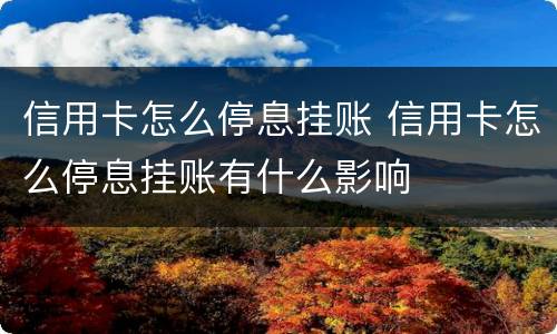 信用卡怎么停息挂账 信用卡怎么停息挂账有什么影响