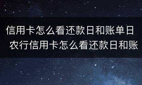 信用卡怎么看还款日和账单日 农行信用卡怎么看还款日和账单日