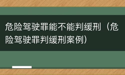 危险驾驶罪能不能判缓刑（危险驾驶罪判缓刑案例）