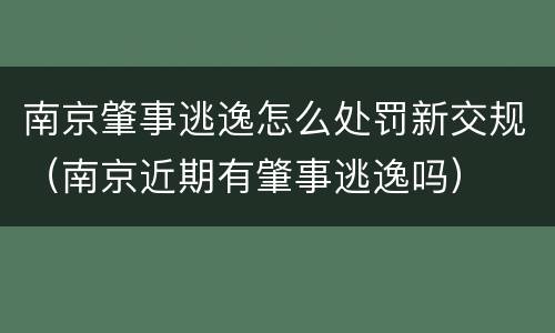 南京肇事逃逸怎么处罚新交规（南京近期有肇事逃逸吗）